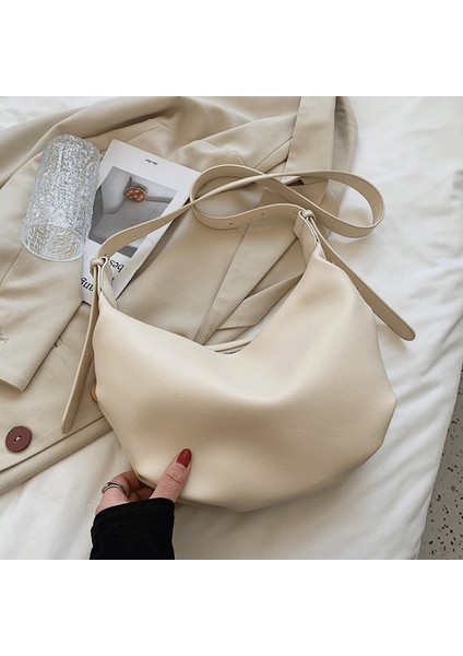 Bej Lüks Çanta Kadın Hobos Çanta Tasarımcısı 2021 Vintage Kadın Omuz Çantası Sac Yeni Beyaz Basit Yumuşak Deri Messenger Çanta Kadın (Yurt Dışından) fiyatları