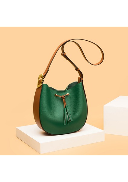 Yeşil Yüksek Kaliteli Yumuşak Gerçek Inek Derisi Kadın Çanta Vintage Püskül Hakiki Deri Kadın Omuz Çantaları 2021 Bayanlar Postacı Çantası Sac (Yurt Dışından) fırsatları