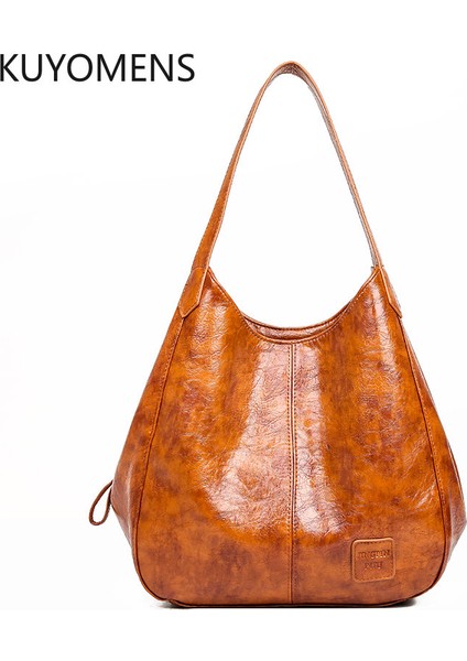 Kahverengi Rahat Kadın Çanta Çanta Büyük Kapasiteli Tote Çanta Yüksek Kaliteli Bayan Çantası Eski Hobo Çanta Yumuşak Patchwork Omuz Çantası Kahverengi (Yurt Dışından)