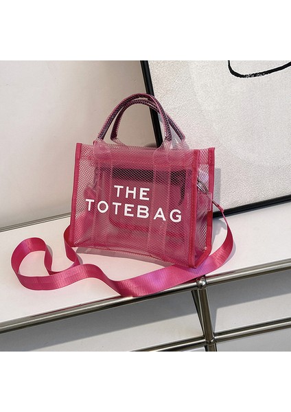 Sıcak Pembe Temizle Pvc Büyük Tote Çanta Tasarımcısı Örgü Omuz Çantaları Şeffaf Kadın Jöle El Çantası Rahat Plaj Alışveriş Tote Markalı (Yurt Dışından)