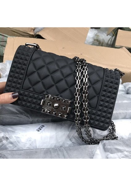 Yeşil 2020 Moda Kadın Postacı Çantası Yüksek Kaliteli Buzlu Pvc Jöle Çanta Çift Zincirler Omuz Kadın Çantası Için Crossbody Çanta (Yurt Dışından) modelleri