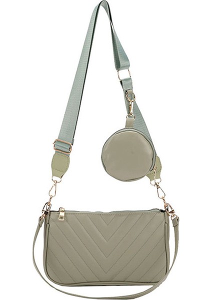 Yeşil 2'si 1 Arada Kapitone Omuz Çantaları Küçük Bozuk Para Çantalı Moda Niş Crossbody Çanta 2 Askı Seyahat Alışverişi Için Pu Deri (Yurt Dışından)