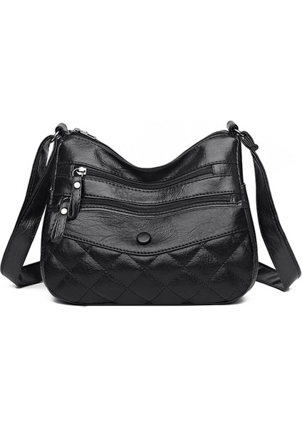Siyah Kadın Omuz Çantaları Vintage Yumuşak Pu Deri Crossbody Çanta Tüm Maç Bayanlar Çanta Kızlar Için Kahverengi Retro Çanta Marka Messenger (Yurt Dışından)