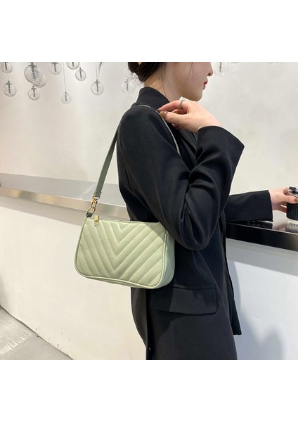 Yeşil 2'si 1 Arada Kapitone Omuz Çantaları Küçük Bozuk Para Çantalı Moda Niş Crossbody Çanta 2 Askı Seyahat Alışverişi Için Pu Deri (Yurt Dışından)