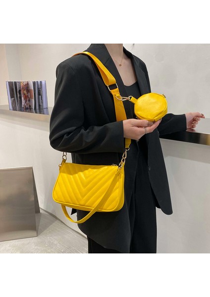 Yeşil 2'si 1 Arada Kapitone Omuz Çantaları Küçük Bozuk Para Çantalı Moda Niş Crossbody Çanta 2 Askı Seyahat Alışverişi Için Pu Deri (Yurt Dışından)