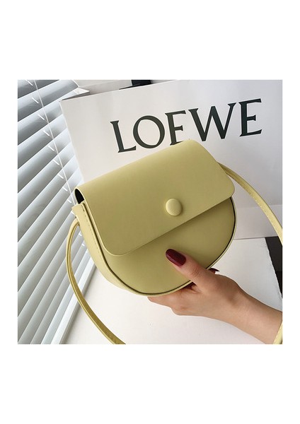 Sarı Düz Renk Basit Mini Eyer Çantası Pu Deri Kadınlar Için Crossbody Çanta 2021 Yaz Moda Tatlı Omuz Çantaları Сумка Женская (Yurt Dışından)