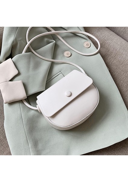 Sarı Düz Renk Basit Mini Eyer Çantası Pu Deri Kadınlar Için Crossbody Çanta 2021 Yaz Moda Tatlı Omuz Çantaları Сумка Женская (Yurt Dışından)
