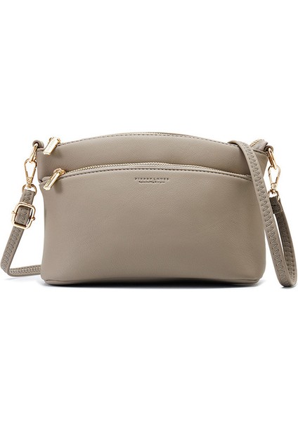 Gri Iki Kemer Hobos Kadınlar Için Crossbody Çanta Yumuşak Sentetik Deri Askılı Çanta Omuz Bayanlar Sac Bolsa Kadın Marka Kadın Çantası (Yurt Dışından)