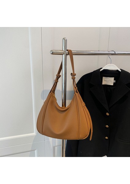 Kahverengi Yeni Bağbozumu Kadın Omuz Çantası Pu Deri Crossbody Çanta Kadın Katı Hobo Çanta Moda Çok Yönlü Kol Altında Çanta Çanta Kadınlar Için (Yurt Dışından)