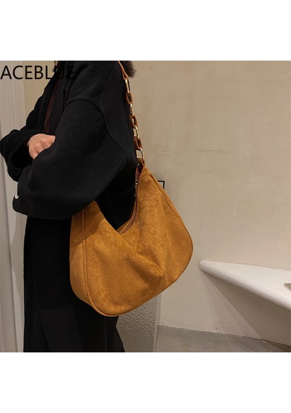 Womew Mat Pu Deri Hobo Çanta Kadın Büyük Tasarımcı Koltukaltı Çanta Çanta Için Yeşil Kış Trendy Kadın Sahte Süet Omuz Çantaları (Yurt Dışından) fırsatları