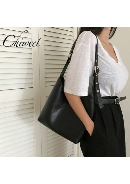 Haki Marka Minimalist Pu Deri Çanta Çanta Kadın Kompozit Çanta Tasarım Büyük Omuz Çantası Kadın Vintage Messenger Tote Çanta Çantalar (Yurt Dışından) fiyatları