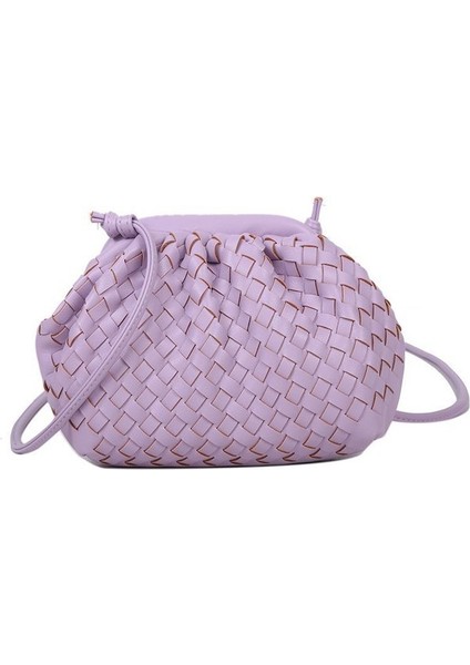 Mor Lüks Bayanlar Örgü Çanta Yumuşak Deri Kadınlar Için Crossbody Omuz Çantaları 2022 Moda Kadın Marka Çanta ve Çanta Bayan Hobo Çanta (Yurt Dışından)