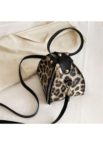 C Leopar Baskı Kadın Çantası Pu Deri Crossbody Çanta Mini Kızlar Postacı Çantası Kadın Omuz Çantası Yılan Derisi El Çantası Çanta (Yurt Dışından)