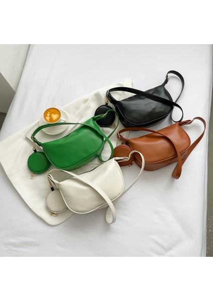 Kahverengi Kadın Crossbody Çanta Pu Deri Basit Omuz Çantaları 2'si 1 Arada Crossbody Çanta Tasarımcısı Çanta ile Seyahat Için Katı Sling (Yurt Dışından) modelleri