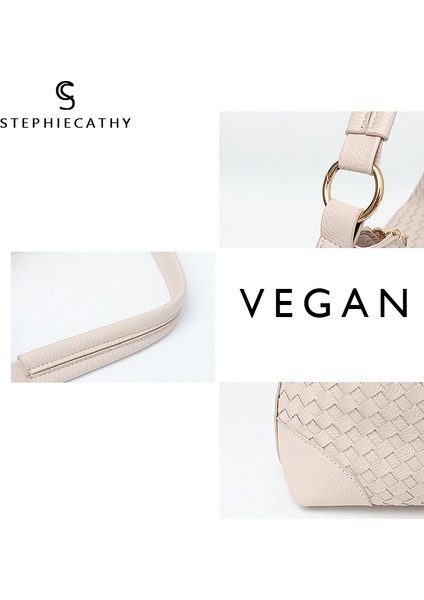Koyu Pembe Sc El Yapımı Suni Deri Pu Kadın Dokuma Hobo Kadın Vegan Çanta Tek Omuz Tote Bayan Klasik Zip Kapatma Uzun Askı Çanta (Yurt Dışından) indirimleri