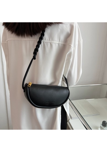Siyah 1 2022 Yeni Kişiselleştirilmiş Moda Basit Örgülü Çiçek Omuz Askısı Omuz Çantası Koltuk Altı Çanta Düz Renk Pu Küçük Çanta Kadın Çantası (Yurt Dışından) modelleri