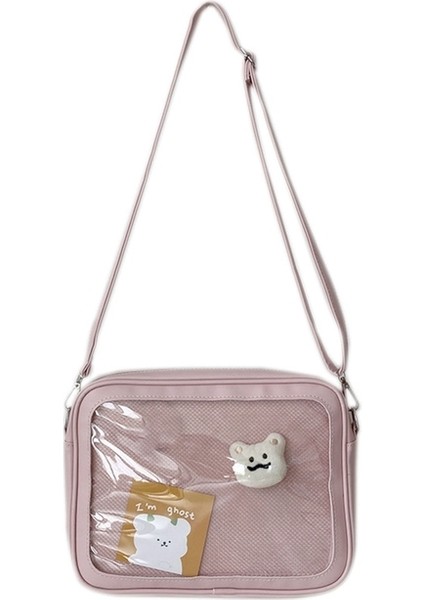 Tip A Pembe Lüks Pu Ita Çanta Crossbody Kadınlar Tatlı Lolita Çanta Sevimli Şeffaf Cep Japon Tarzı Omuz Çantası (Yurt Dışından)