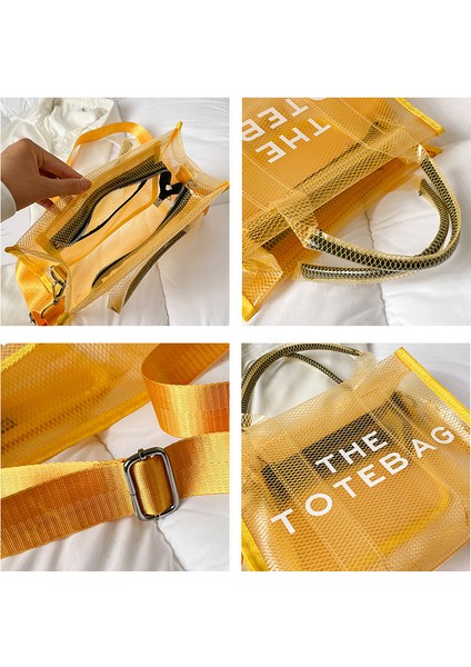 Beyaz Temizle Pvc Büyük Markalı Tote Çanta Tasarımcısı Örgü Omuz Çantaları Şeffaf Kadın Jöle El Çantası Rahat Plaj Alışveriş Tote (Yurt Dışından) modelleri