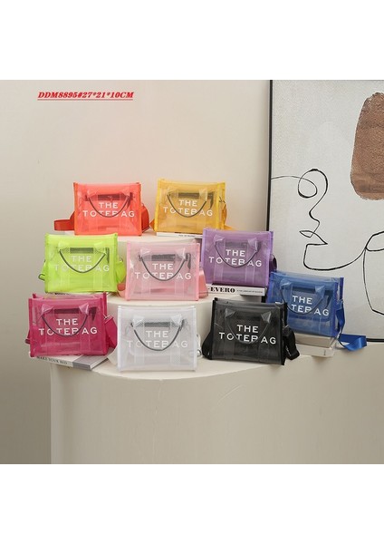 Beyaz Temizle Pvc Büyük Markalı Tote Çanta Tasarımcısı Örgü Omuz Çantaları Şeffaf Kadın Jöle El Çantası Rahat Plaj Alışveriş Tote (Yurt Dışından) fırsatları