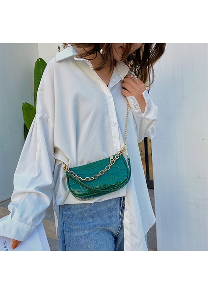 Kahve Rengi Yeni Moda Koltuk Altı Messenger Çanta Baskılı Desen Pu Küçük Çanta Tek Omuz Çantaları + 2 Adet Zincir Omuz Askısı (Yurt Dışından) fiyatları
