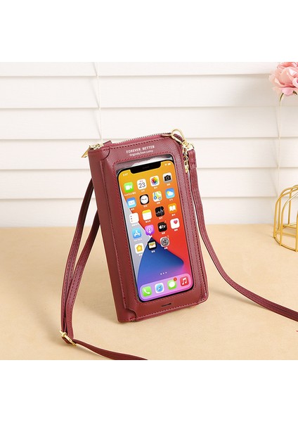 Kahverengi Yeni Bayanlar Dokunmatik Ekranlı Cep Telefonu Çantaları Kadın Çok Fonksiyonlu Anti-Hırsızlık Crossbody Çanta Kadın Deri Tek Omuz Cüzdanı (Yurt Dışından) modelleri