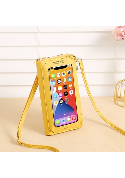 Kahverengi Yeni Bayanlar Dokunmatik Ekranlı Cep Telefonu Çantaları Kadın Çok Fonksiyonlu Anti-Hırsızlık Crossbody Çanta Kadın Deri Tek Omuz Cüzdanı (Yurt Dışından) fırsatları