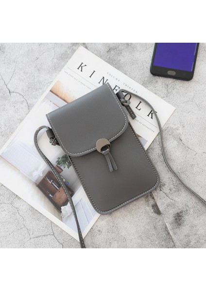 Mavi Şeffaf Dokunmatik Ekran Retro Basit Cep Telefonu Çantası Kadın Pu Zincir Messenger Çanta Küçük Flap Çanta Mini Omuz Çantası (Yurt Dışından) modelleri