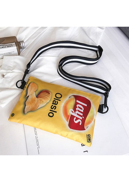 Yeşil Komik Patates Cipsi Crossbody Çanta Kadın Tuval Omuz Çantası Mini Karikatür Kız Zarf Çanta Kadın Debriyaj Kişilik Çanta (Yurt Dışından) modelleri