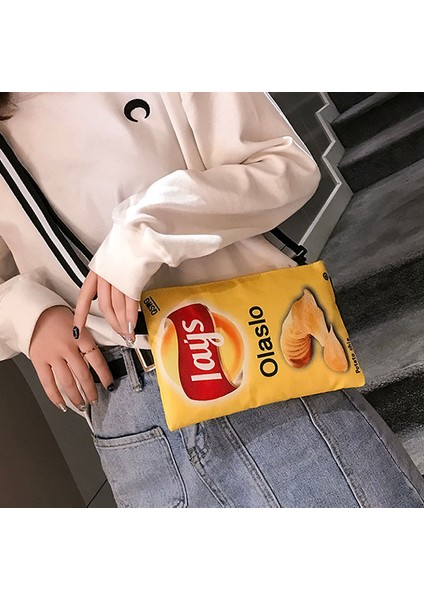 Yeşil Komik Patates Cipsi Crossbody Çanta Kadın Tuval Omuz Çantası Mini Karikatür Kız Zarf Çanta Kadın Debriyaj Kişilik Çanta (Yurt Dışından) indirimleri