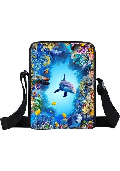 XKBUNDERWATER10 Sualtı Kelime Kaplumbağa / Balık / Yunus Omuz Çantası Genç Kız Postacı Çantaları Kadın Çanta Bayanlar Seyahat Için Çapraz Çantalar (Yurt Dışından)