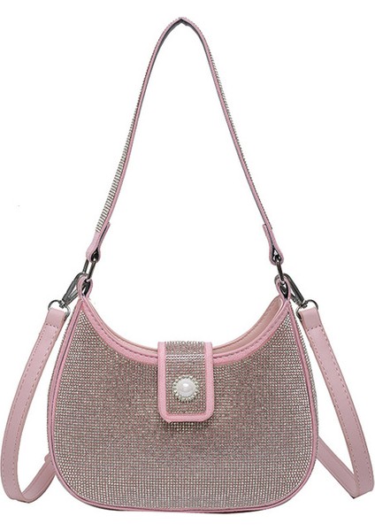 Pembe Lüks Tasarım Bayan Çanta Marka Omuz Koltuk Altı Çantası Kadınlar Için 2022 Elmas Dolu Kadın Crossbody Çanta Şık Taşınabilir Kılıf (Yurt Dışından)