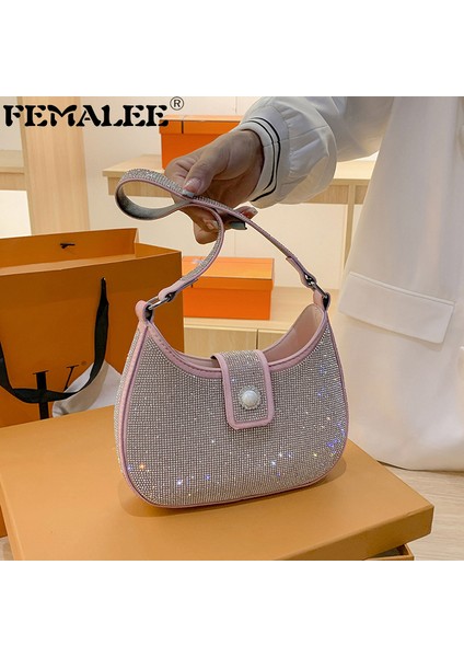 Pembe Lüks Tasarım Bayan Çanta Marka Omuz Koltuk Altı Çantası Kadınlar Için 2022 Elmas Dolu Kadın Crossbody Çanta Şık Taşınabilir Kılıf (Yurt Dışından) fiyatları