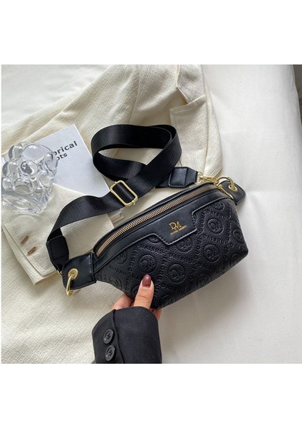 Siyah Kadın Bel Paketleri Geniş Kayış Crossbody Göğüs Çantası Kadın Fanny Paketi Bel Çantası Kadın Moda Rahat Seyahat Crossbody Omuz Çantası (Yurt Dışından)