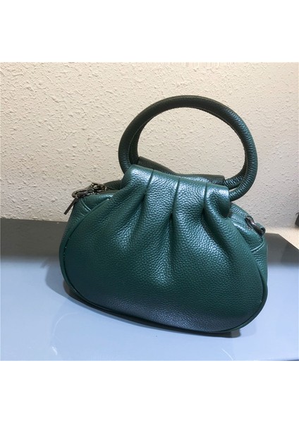 Yeşil Lüks Dantelli Tasarım Dana Deri Omuz Çantaları Kadın Çantaları Için 100% Gerçek Deri Hobo Crossbody Çanta Küçük Anne Çanta (Yurt Dışından)