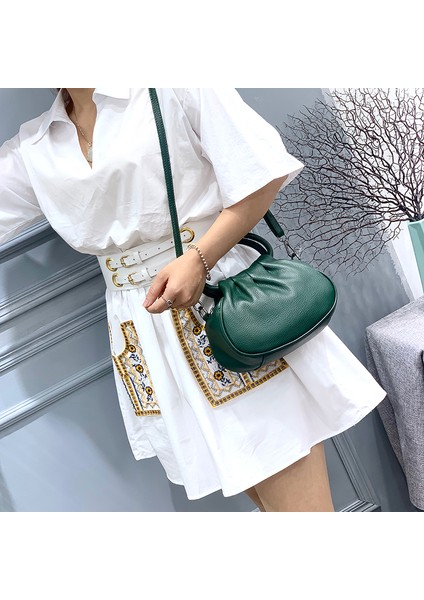 Yeşil Lüks Dantelli Tasarım Dana Deri Omuz Çantaları Kadın Çantaları Için 100% Gerçek Deri Hobo Crossbody Çanta Küçük Anne Çanta (Yurt Dışından) fırsatları