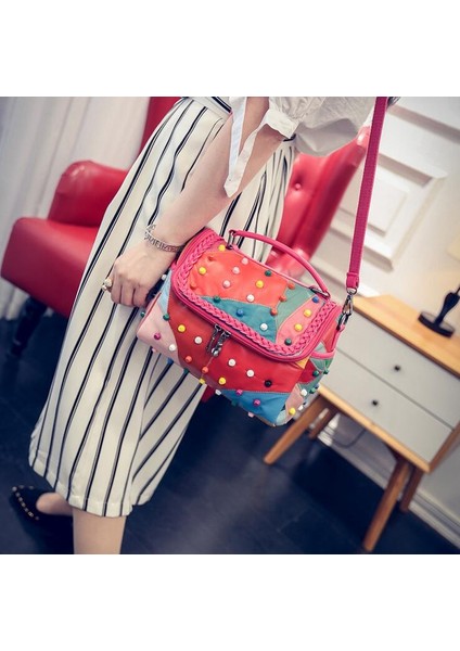 Siyah Rdywbu Perçin Hakiki Deri Askılı Çanta Kadın Örgü Örgü Koyun Tote Çanta Rahat Seyahat Crossbody Omuz Bolsas B306 (Yurt Dışından) indirimleri