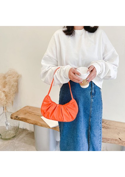 Kadınlar Için Mor Moda Küçük Omuz Koltukaltı Çanta Nedensel Naylon Düz Renk Pileli Yumuşak Bulut Çanta Kıvrımlar Tasarım Seyahat Debriyaj Çanta (Yurt Dışından) modelleri