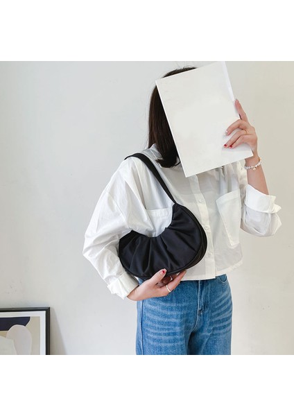 Kadınlar Için Mor Moda Küçük Omuz Koltukaltı Çanta Nedensel Naylon Düz Renk Pileli Yumuşak Bulut Çanta Kıvrımlar Tasarım Seyahat Debriyaj Çanta (Yurt Dışından) fırsatları