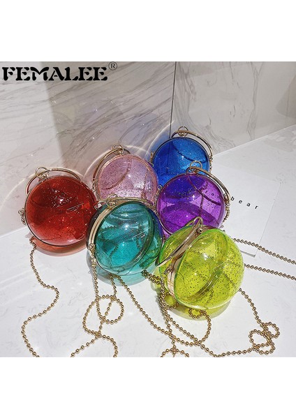 Sarı Akrilik Dairesel Top Omuz Çantası Kadınlar Için Mini Temizle Crossbody Çanta Yuvarlak Metal Şeffaf Akşam Debriyaj Pvc Tote Çanta (Yurt Dışından) fiyatları