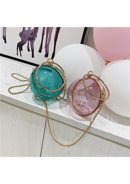 Sarı Akrilik Dairesel Top Omuz Çantası Kadınlar Için Mini Temizle Crossbody Çanta Yuvarlak Metal Şeffaf Akşam Debriyaj Pvc Tote Çanta (Yurt Dışından) modelleri