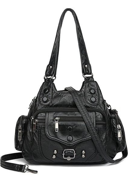 Siyah Kadın Çantaları 2021 Yeni Tasarımcı Çanta Omuz Çantaları Kadınlar Için Yumuşak Pu Deri Crossbody Çanta Moda Hobos Kadın Postacı Çantaları (Yurt Dışından)
