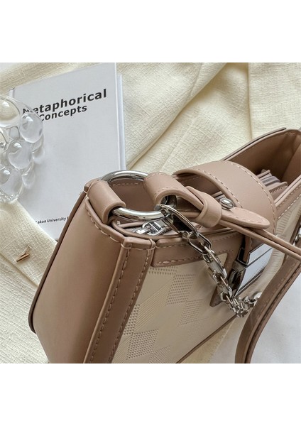 Haki Moda Zarif Alışveriş Çantası Retro Casual Kadın Büyük El Çantası Omuz Çantaları Kadın Puleather Renk Eşleştirme Zincir Çanta Kız Için 2023 (Yurt Dışından) indirimleri