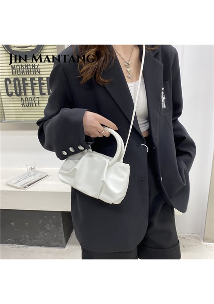 Mavi Kadın Tasarımcı Düz Renk Pileli Tote Çanta Kadınlar Için 2023 Crossbody Çanta Yumuşak Pu Deri Zincir Omuz Messenger Çanta Bolsa (Yurt Dışından) modelleri