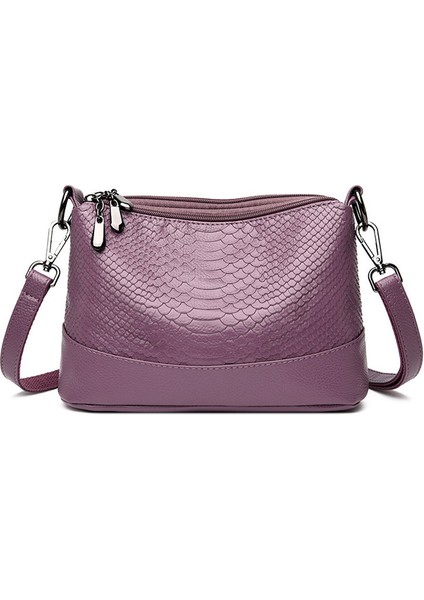 Mor Moda Trendi Kadın Omuz Çantaları Dokulu Tasarımcı Çanta Yumuşak Deri Rahat Bağbozumu Tote Messenger Çanta Yeni (Yurt Dışından)