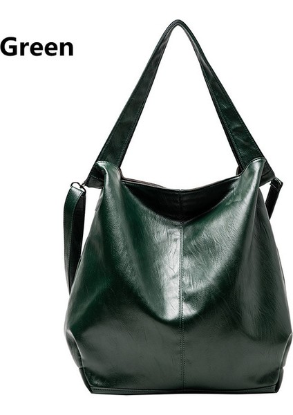 Yeşil Büyük Kapasiteli Kadın Hobo Çanta Omuz Çantası Trendy Yumuşak Pu Deri Crossbody Çanta Markalı Kaliteli Bayan Büyük Alışveriş Çantası (Yurt Dışından)