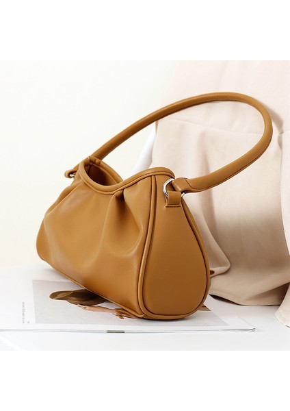 Kahverengi Lüks Tasarımcı Omuz Corssbody Kadın Pileli Bulut Çanta Küçük Çantalar ve Çantalar Moda Kadın Yaz Mini Koltukaltı Çanta (Yurt Dışından) fırsatları
