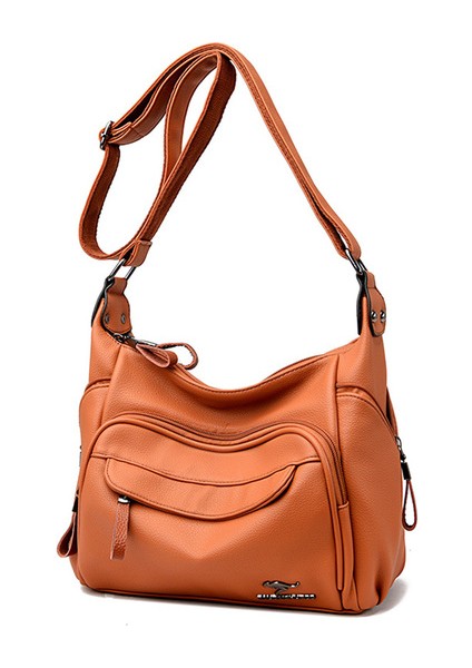 Sarımsı Kahverengi Kadın Çantası Yüksek Kaliteli Bayan Çanta Lüks Marka Omuz Hobo Çoklu Cepler Crossbody Çanta Yumuşak Pu Deri Omuz Messenger (Yurt Dışından)