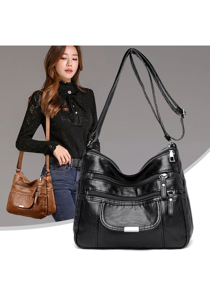 Siyah Rahat Yüksek Kaliteli Tasarımcı Çanta Kadın Yumuşak Deri Hobos Vintage Messenger Tote Omuz Çantası Kadınlar Için Büyük Crossbody Çanta (Yurt Dışından) modelleri