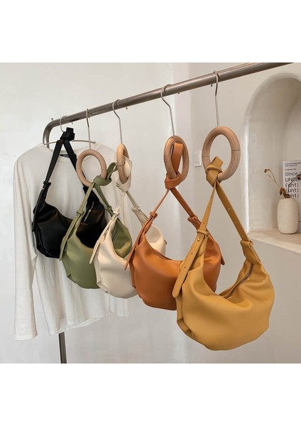 Turuncu Marka Kadın Çanta Katı Bayanlar Hobos Çanta Kadın Yumuşak Deri Omuz Çantası Eski Crossbody Çanta Basit Kadın Çantası Rahat Kese (Yurt Dışından) modelleri
