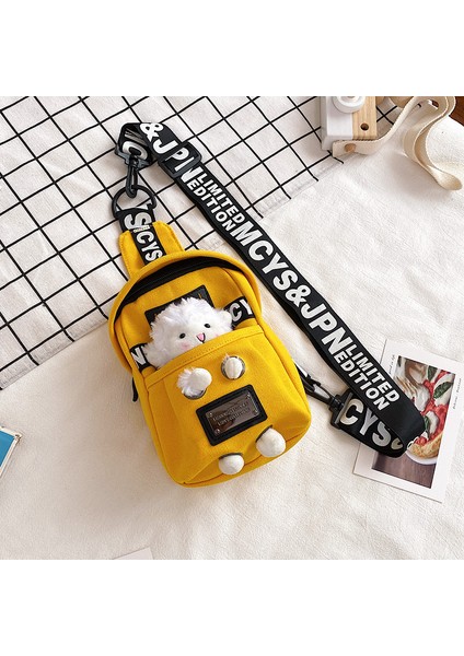 Siyah Kuzu ile Sevimli Peluş Oyuncak Içinde Göğüs Çantası Kadınlar Için Rahat Kanvas Çanta Kadın Crossbody Çanta Mektup Baskı Kayış Omuzdan Askili Çanta Kadın Bolso Sac (Yurt Dışından) fiyatları